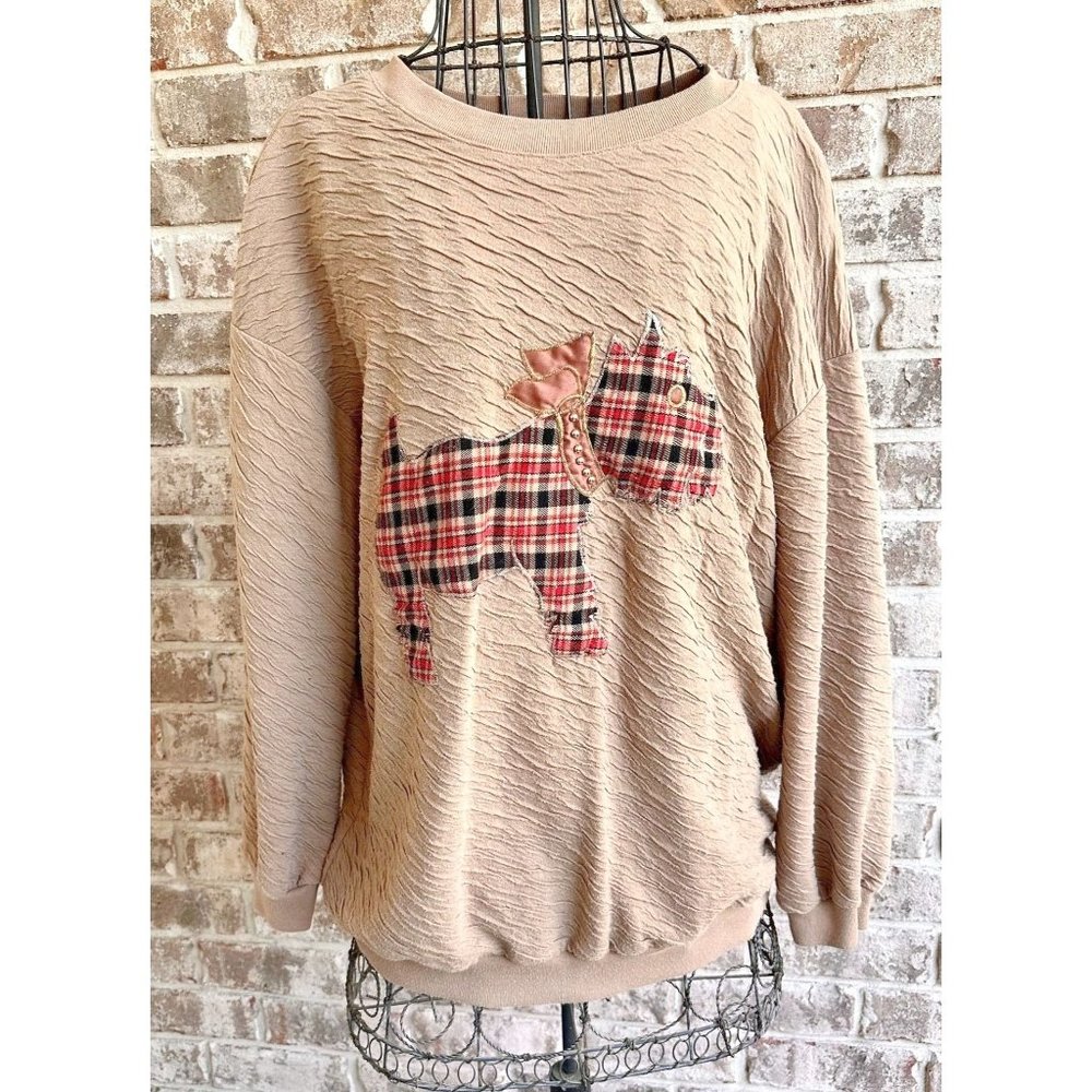 Vintage Donna Toran Pullover Top XL Scottish Terrier Westie Scottie Dog …